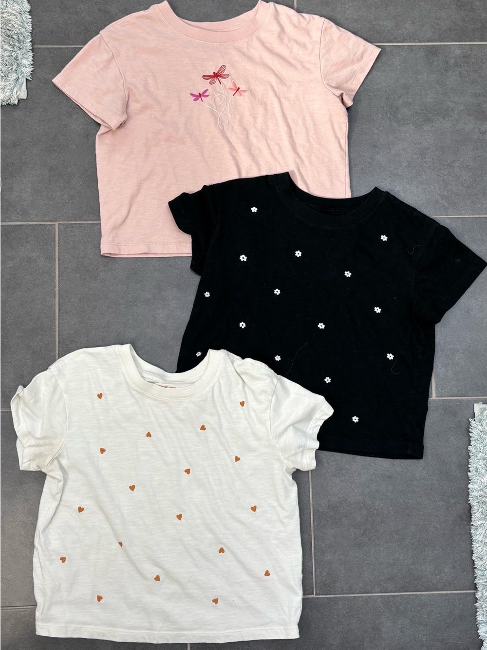 Cat & Jack Girls 3-Pack Short Sleeve Tees - Pink, Black & White